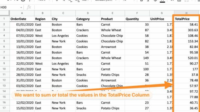 How to Sum a Column in Google Sheets