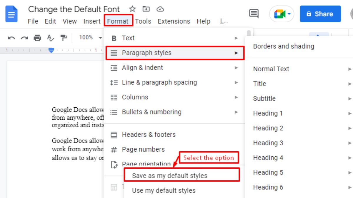 How to Change Default Font in Google Docs