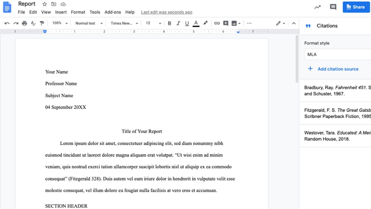 How to Do Works Cited on Google Docs